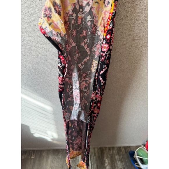 Material Girl Maxi Dress Black Boho Tribal Print Spaghetti Strap CrissCross Back - Picture 8 of 9